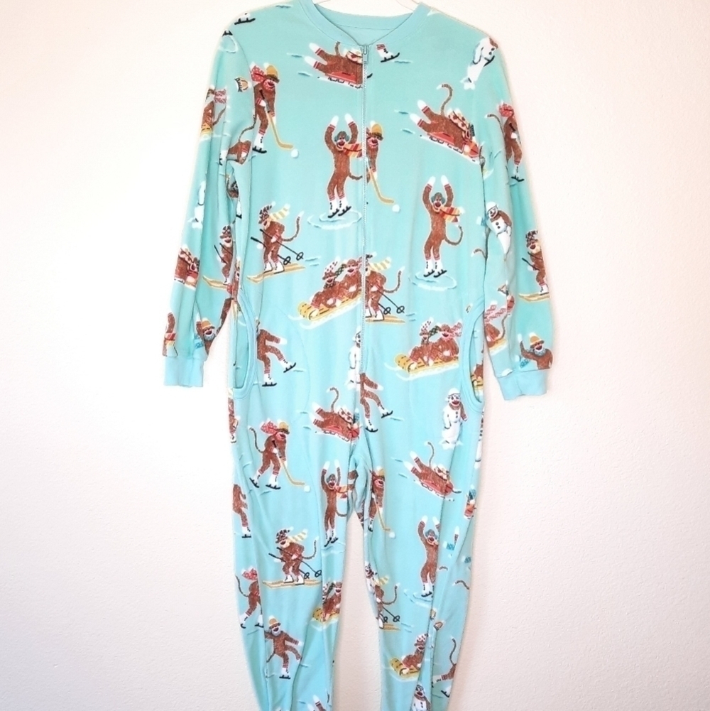 Nick & Nora Ski Sock Monkey Onsie Pjs S
